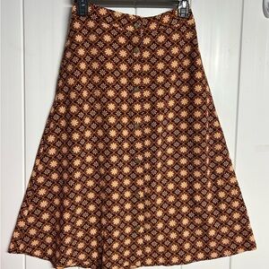 Draper James Brown and Cream Patterned A-Line Skirt